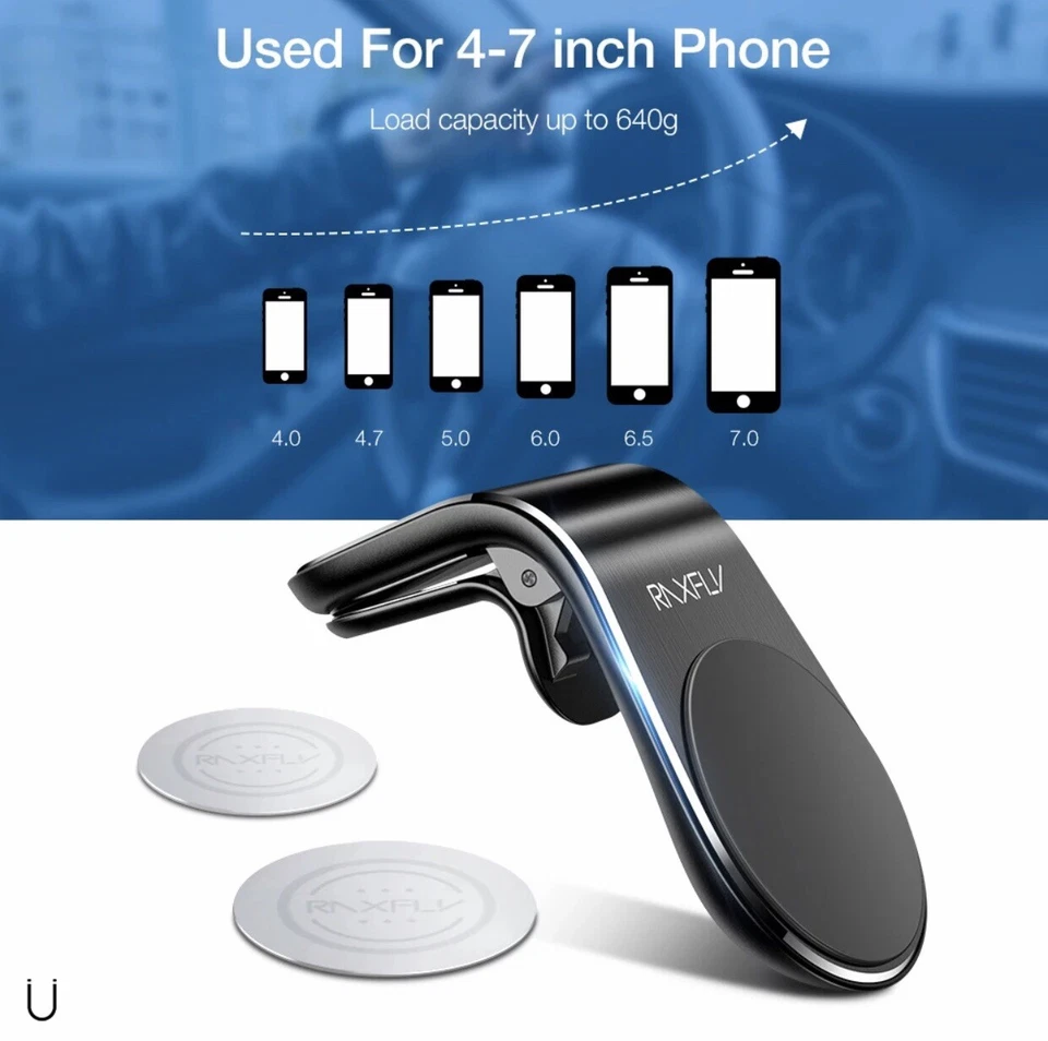 2 PackUniversal Car Phone BLACK Holder Clip Magnetic Air Vent Bracket All Phone - Image 3 of 4