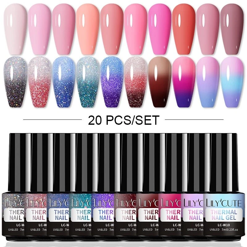20PCS/SET Gel Nail Polish Manicure Set Thermal Color Change Glitter Gel Polish
Opens in a new window