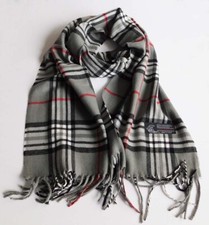New Men's Winter Italy Design Check Plaid Super Soft Scarf/ Grey/White/Red