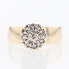 .33ctw Round Cut Diamond Cluster Prong-Set Statement Ring 10k Yellow Gold Size 6