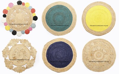 Indisch Großhandel Wendbar Handmade Gewebt 10 Stück Jute Teppiche Zier Rund Mats