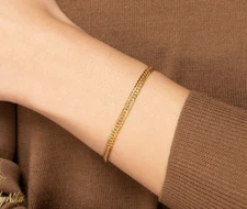 NEW 14K Yellow Gold Interweave Chain Boho Minimalist Luxury Bracelet