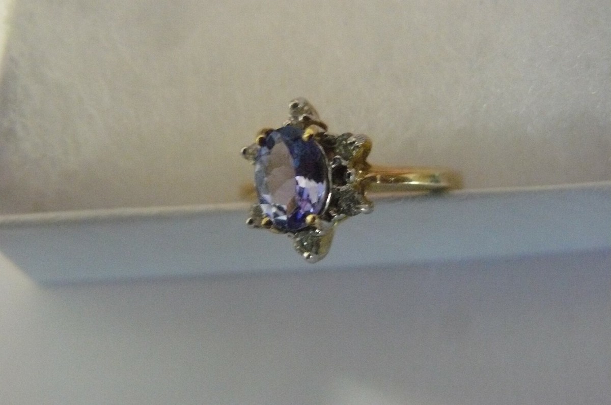 Jewelry Gold Tanzanite and Diamond Ring #218 View 2