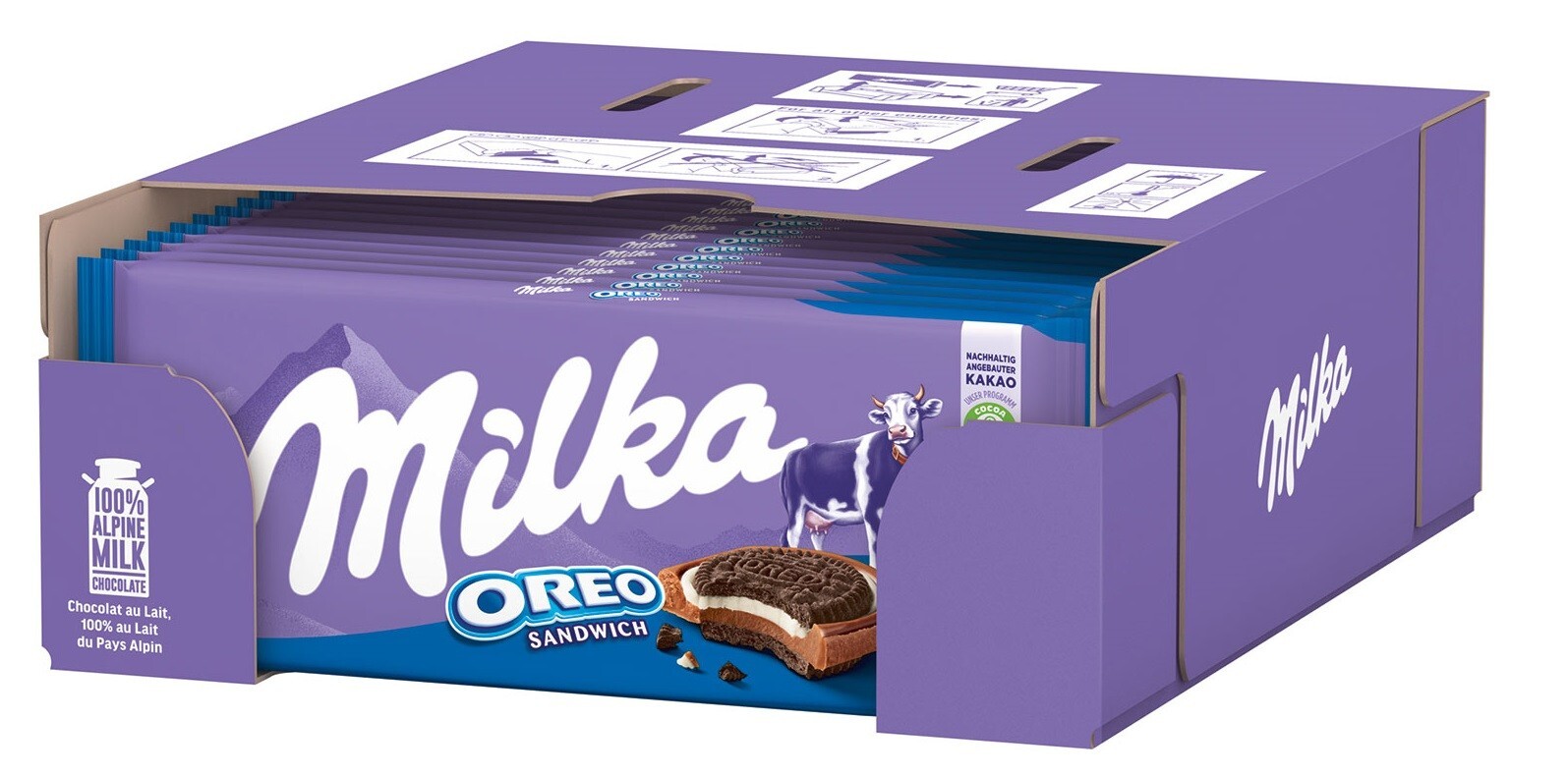 (Pack de 16) Milka Oreo Sandwich Alpine Milk Chocolate Bars 16x92g / Caja Com...