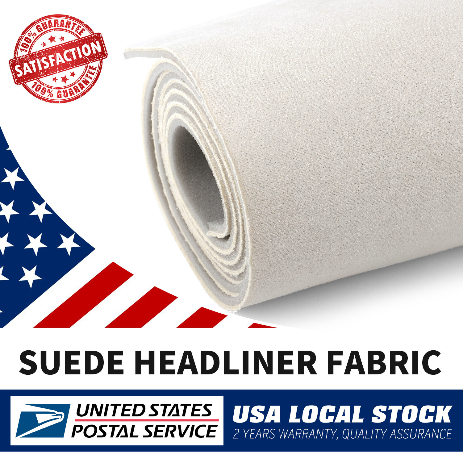 Beige 1/8 Inch Foam Backed Suede Headliner Fabric for Roof & Upholstery Repair