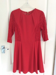 oasis red lace skater dress