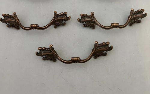 3x AJAX 990 French Provincial CABINET DRAWER Pulls Copper Brass 70s Shabby Chic - 第 1/11 張圖片