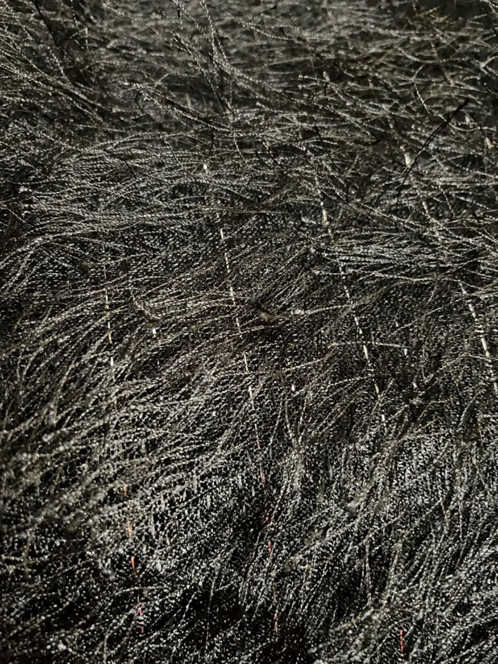 Fabric Lot 5 Yds 24 Ins 60 W Black Eyelash Lame  Silver Threads Stretch Knit - Image 2 of 4