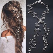 Bridal Hair Vine Extra Long Pearl Crystal Beads Bridal Wedding Hair Accessories