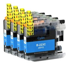 4 Cyan Printer Ink Cartridges to replace Brother LC223C non-OEM / Compatible