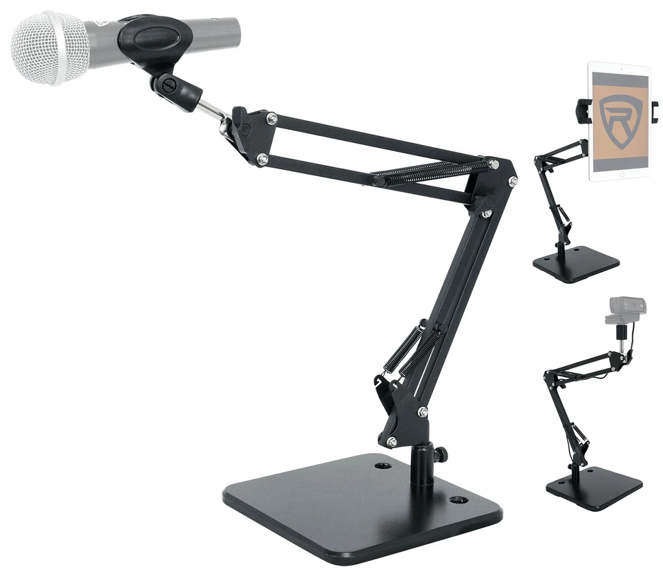 Rockville iSTAND 75 Escritorio Boom Brazo Micrófono/iPhone/iPad/Webcam Soporte Base Ponderada