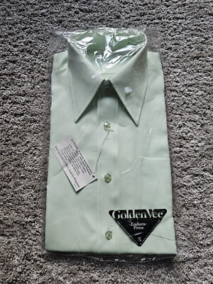 Vintage 1970s Golden Vee Endura Press Point Collar Short Sleeve Shirt Men's 14.5