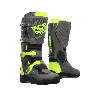 Stivali Uomo Acerbis WHOOPS Grigio Giallo Fluo Con Snodo Motocross