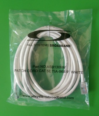 Cat5e Patch Cord Network Ethernet Cable (9 FT, WHITE)