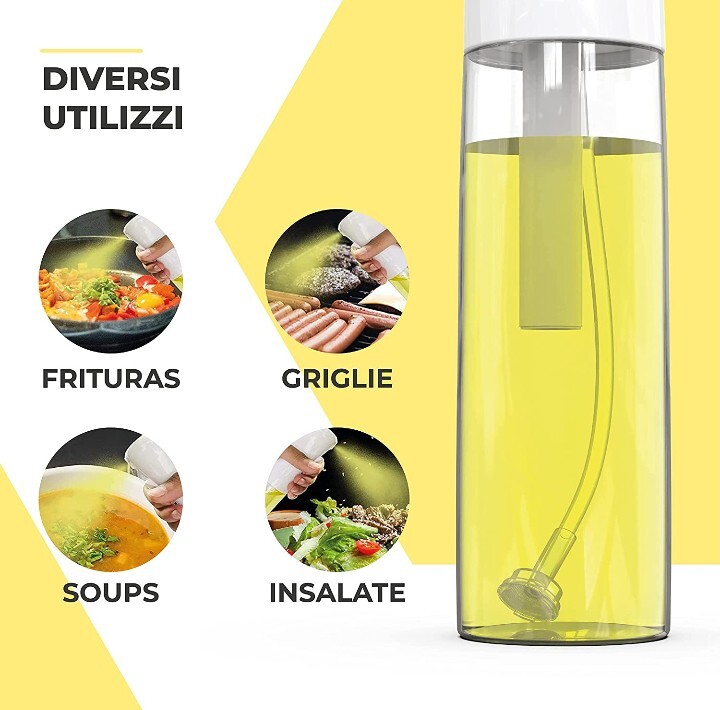 Spruzzino Per Olio In Vetro - Oliatore Con Spray Fine E Filtro Anti-Ostruzione - Per Friggitrice Ad Aria E Cucina Sana - 280 Ml - Foto 8
