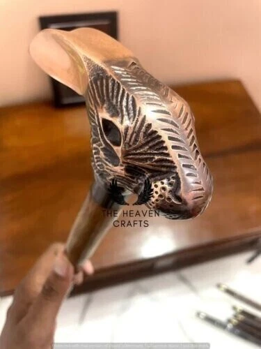 Victorian Antique Rabbit Head Handle vintage Wooden Walking Stick item - Picture 5 of 8