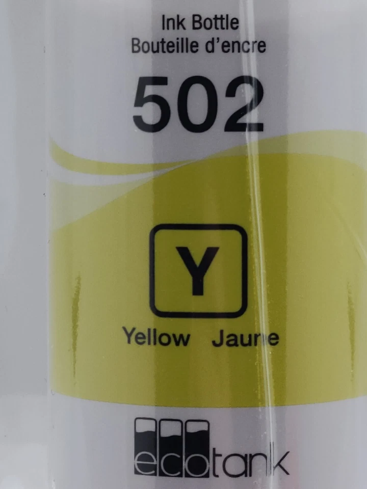 Garrafa de tinta amarela selada OEM Epson Eco Tank 502 T502420 validade 08/2022 - Imagem 2 de 4