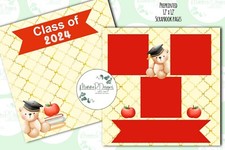 KIDS GRADUATION 2 scrapbook pages 2 PREPRINTED 12' X 12" SCRAPBOOKING PAGES