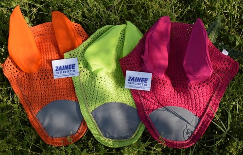 ZAINEE HORSE HI VIZ REFLECTIVE FLY HOODS FLY VEIL EAR BONNETS FLYVEIL COTTON