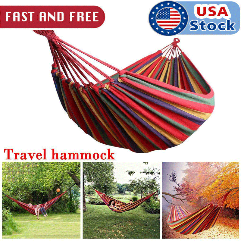 Double Hammock Cotton Rope Hanging Swing Chair Bed for Outdoor