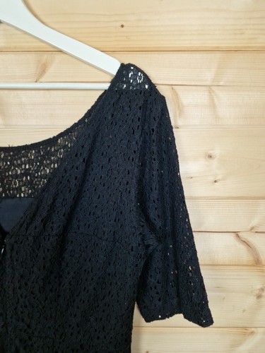 Toast Dress UK 14 Black Lace Shift Lined Broderie Anglaise LBD Mini - Picture 13 of 19