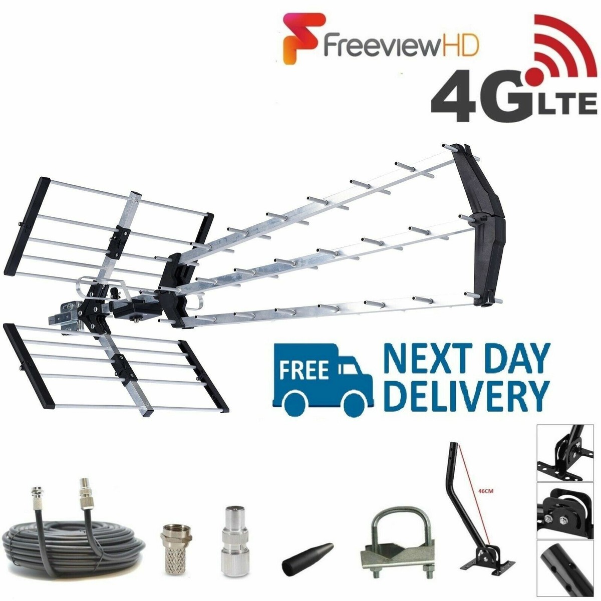 TV Aerial 4g Filter Triple Boom 70 Element Freeview Digital HD