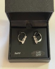 White Cubic Zirconia Graduated Drop Earrings in 14k White Gold