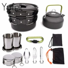 1 Set Outdoor Pots Pans Camping Cookware Picnic Cooking Set Non-stick Tableware 