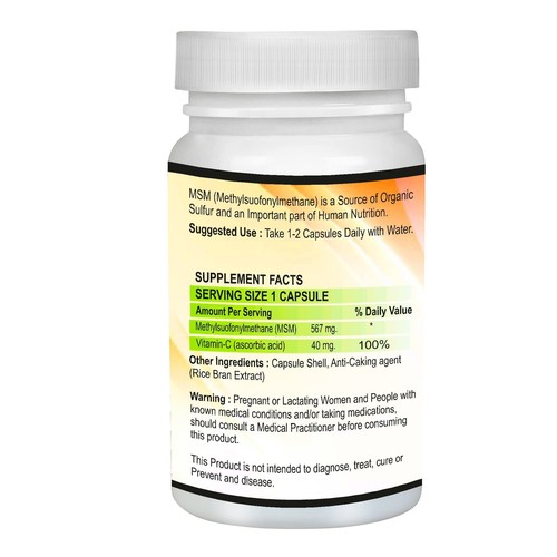 Vitaruhe MSM Capsules with Vitamin C, 90 Capsules for 3 Months, Daily High Dose - Picture 2 of 2