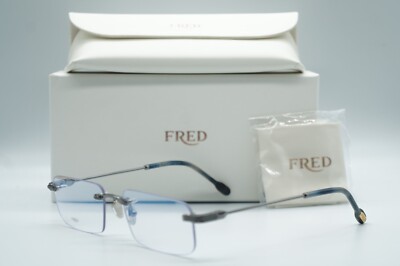 NEW FRED FG 50012U 006 DARK SILVER RIMLESS AUTHENTIC EYEGLASSES FRAMES 56-18