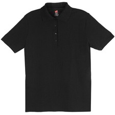 Hanes Womens Pique Polo Shirt Black size Small