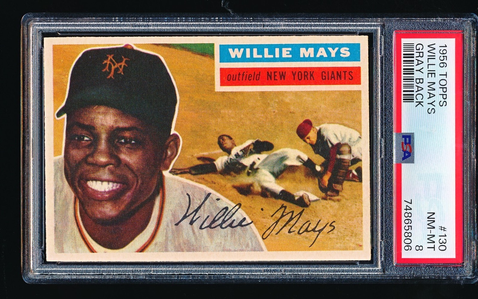 1956 Topps WILLIE MAYS Gray Back #130 PSA 8