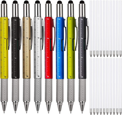 8 Pcs Gift Pen for Men 6 in 1 Multitool Tool Pen Screwdriver Pen with Ruler, Lev