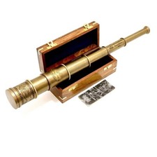 Antique Brass Finish Telescope and Polished Beautiful Box Anchor Engraved Decor