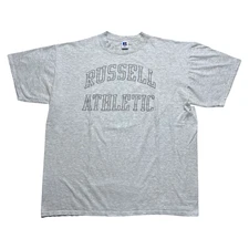 Russell Athletic Shirt Mens 2XL Gray Made USA Classic Short Sleeve Graphic Tee