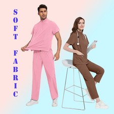 Unisex Medical Scrubs: Zippered Top  Drawstring Pants by NiaaHinn