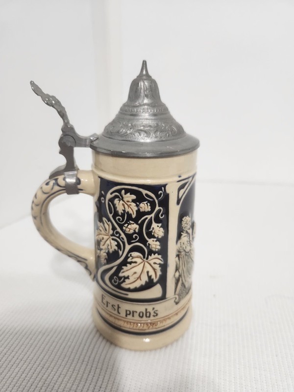 Vintage Dann Lob's W Germany Ceramic Pewter Stein Mug