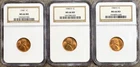 1944 PDS Lincoln Wheat Cent 1C Collection, All NGC MS66RD, 3 Coins, Gem Uncirc