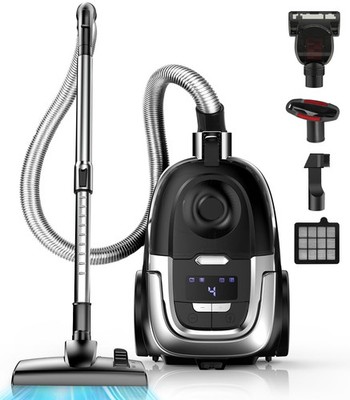 Max 1600W Bagless Canister Vacuum Cleaner, 40kPa Powerful Suction for Pet Hai...