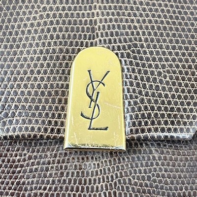 Yves Saint Laurent Lizard Shoulder Bag Brown Vintage Used From