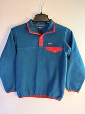 Patagonia Synchilla Snap-T Fleece Kids M 10 Pullover Snaps Blue Red 0021