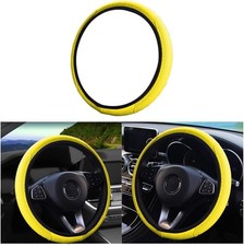 Elastic Breathable Anti-slip Leather Steering Wheel Cover Unive Color Yellow Elastic Breathable Anti-slip Leather Steering Wheel Cover Unive Color Yellow