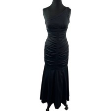 XSCAPE Black One-Shoulder Mermaid Evening Gown X8058 Formal Maxi Dress Ruched 4