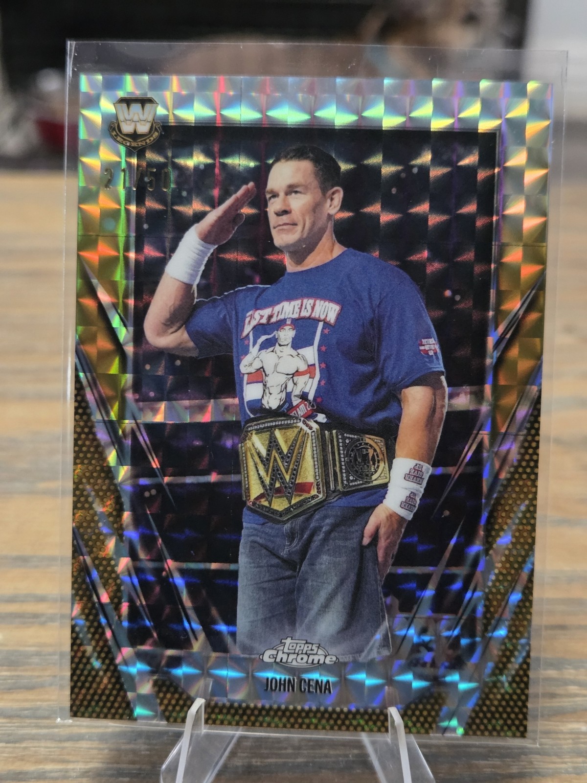John Cena 2026 Topps Chrome WWE Gold /50 Geometric Refractor #2