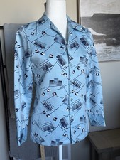 Triumph of California Blue Geometric Men  s VTG 1960s 16 collar M/S