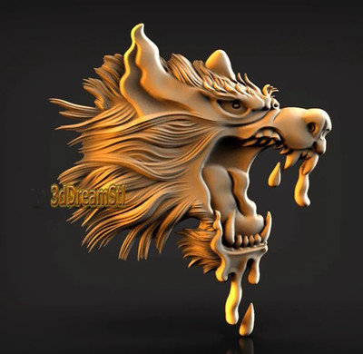 Wolf STL Model, CNC Router, Engraver, Artcam, Aspire, Wood Art