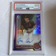 2022 Bowman Chrome PSA 10 Gavin Conticello Purple Rookie Refractor Auto /250