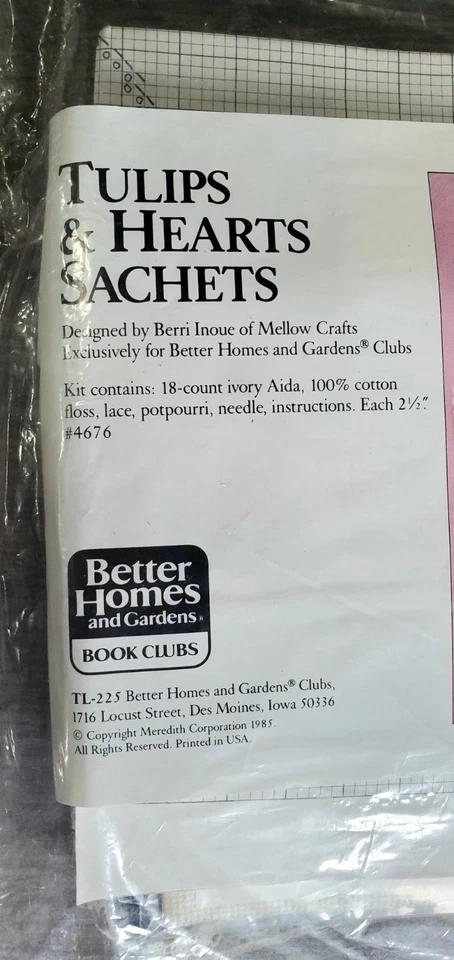 Nuevo de Lote Antiguo Tulipanes y Corazones Bolsitas Kit 1985 En Paquete Original Sellado Foto 3 de 4