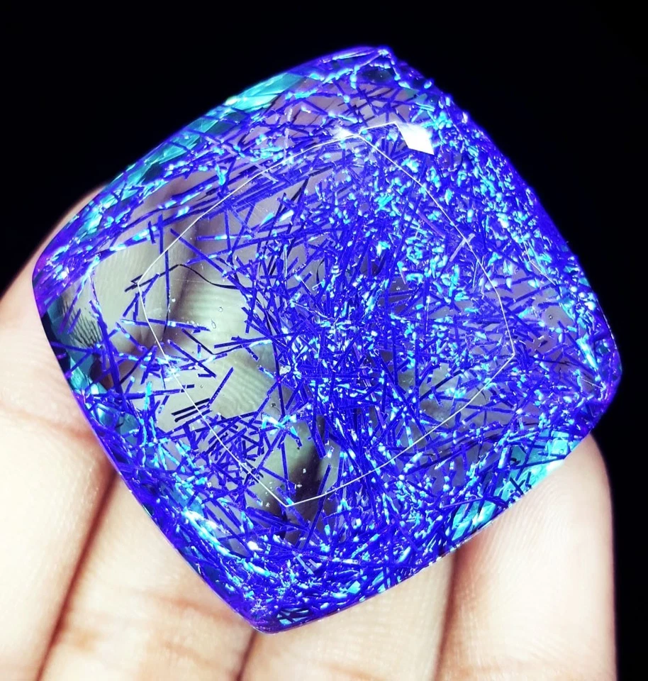 Gemas sueltas de cuarzo de rutilo natural de 155+ quilates impecable corte cojín gema M150 Foto 2 de 4