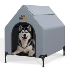 Outdoor Dog House with Roof Canopy Elevated Bed with Mesh Windows 41X24X17cm/...